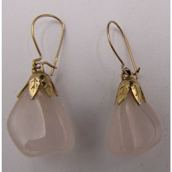 Quartz Gold overlay Dangle Earrings 3.5cm - Picture 3 of 4